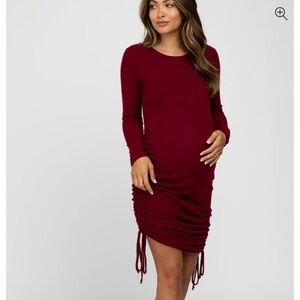 Pinkblush Red Ruched Long Sleeve Bodycon Dress